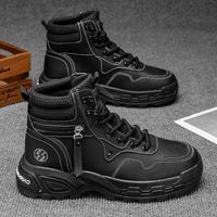Botas Martin Masculinas Autumn British Windmill Botas brancas de cabedal alto Botas de trabalho para aumento de altura Botas de trabalho resistentes ao desgaste antiderrapantes para aumento de altura