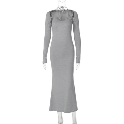 Roupa Feminina Transfronteiriça da Amazon 2026 Verão Novo Vestido Elegante Sexy Ombro Amarrado, Sem Costas, Exportação Grossista