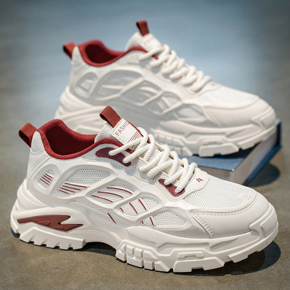 Novos Sapatos Desportivos Casuais Respiráveis em Malha de Estudante Masculinos Verão 2025, Sapatos de Pai Modernos e Versáteis de Sola Grossa