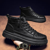 Sapatos masculinos de primavera, novas botas Martin de cano alto, sapatos de trabalho masculinos versáteis e resistentes ao desgaste, sapatos de couro casuais, sapatos de trabalho
