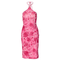 Vestidos estampados com estampados de estilo europeu e americano de verão 2026, moda feminina com estampados de halter e soutien, Amazon por grosso