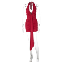 Moda transfronteiriça europeia e americana: vestido feminino sexy em V profundo sem mangas, vestido de fita ajustado que aperta a cintura para mulheres