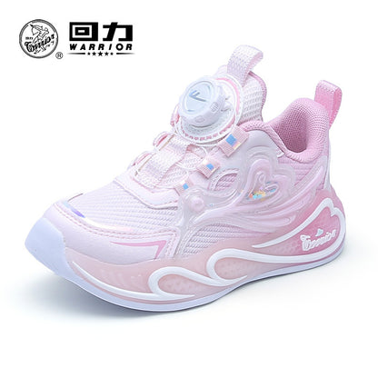 Sapatos casuais para raparigas respiráveis em forma de coração e versáteis, sapatos novos de botões, sapatos infantis Warrior Zhongda para estudantes, sapatos desportivos giros