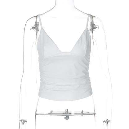 AliExpress INS estilo moda street style sexy de decote em V de cor sólida cropta, versátil slim fit camisola europeia e americana por grosso