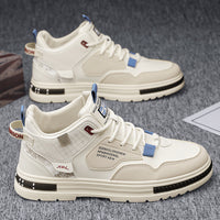 Novos sapatos altos para a primavera de 2024 para homem, sapatos desportivos casuais para homens, sapatos respiráveis com sola grossa, sapatos brancos pequenos da moda
