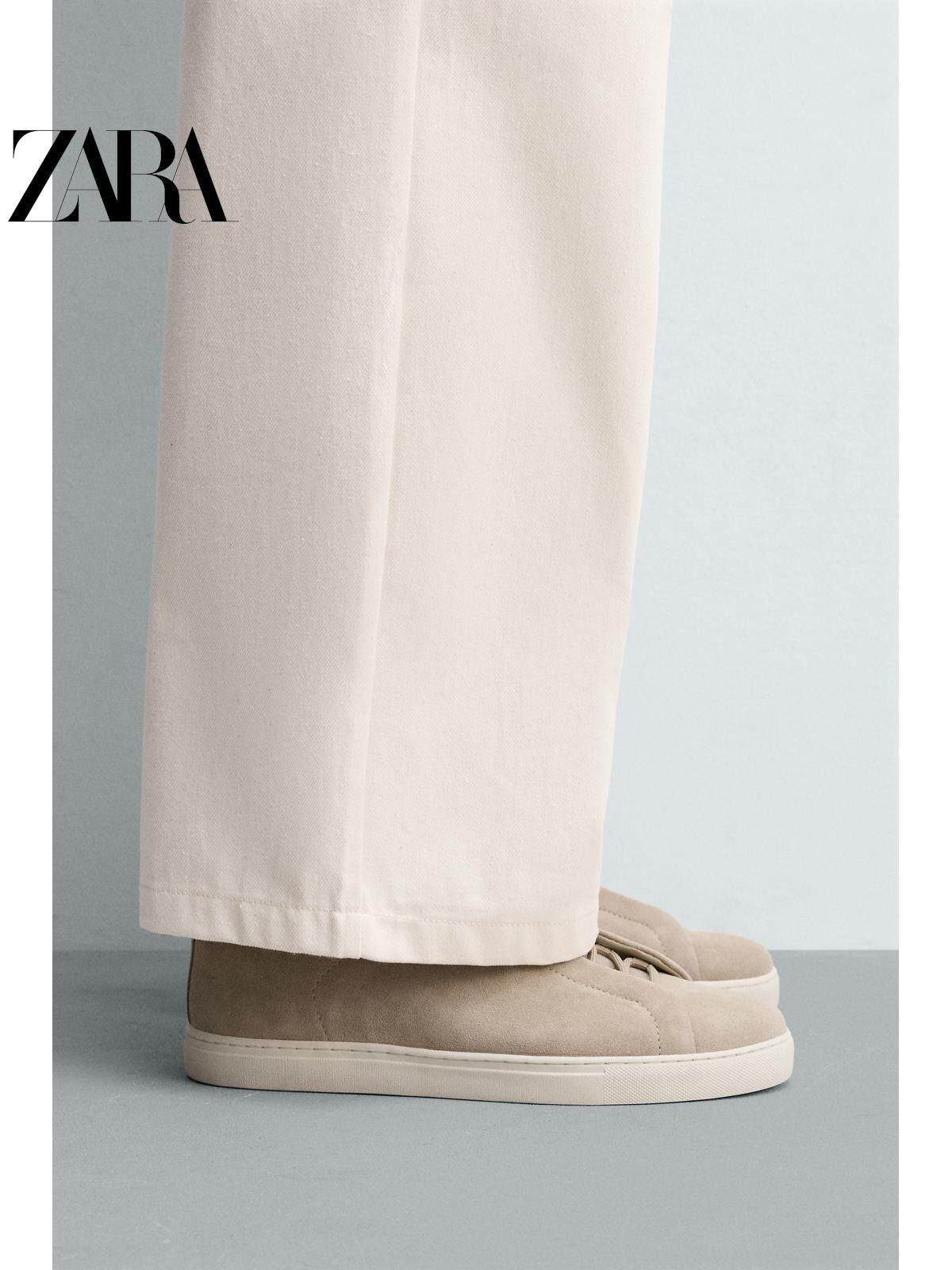 ZARA Coleção Primavera/Verão 2026 - Tênis Masculino Leve com Cadarço e Detalhes em Camurça, 2240720 107