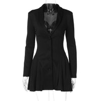 Amazon cross-border nova cor sólida sexy deep V terno gola cardigan irmã real estilo curto babado vestido mulheres