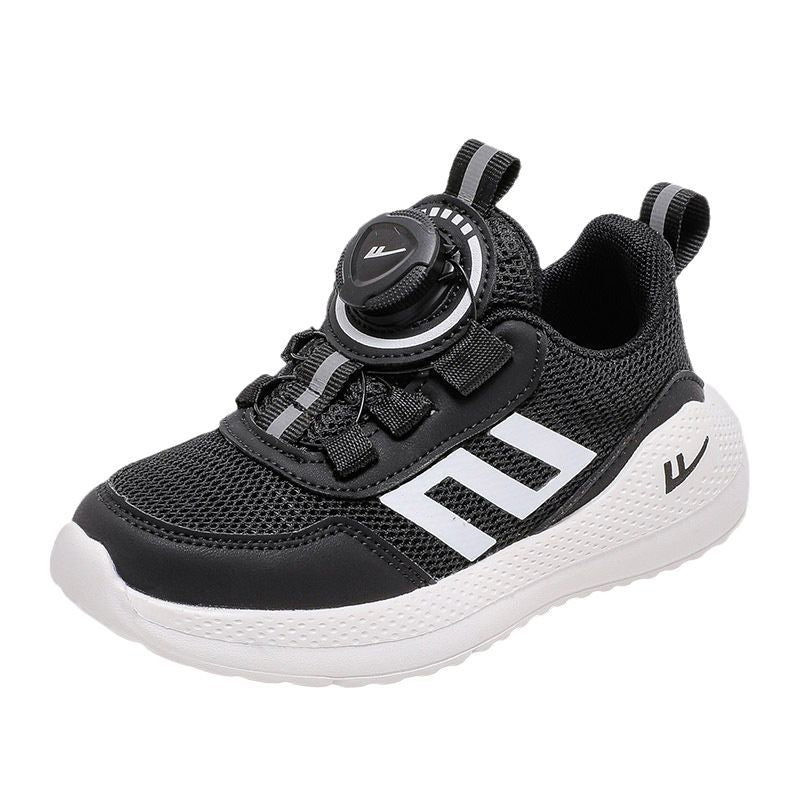 Os novos sapatos versáteis e simples para rapazes e raparigas da Warrior, ténis desportivos de exterior modernos e estilosos, sapatos coreanos de malha com botões, adesivo frio