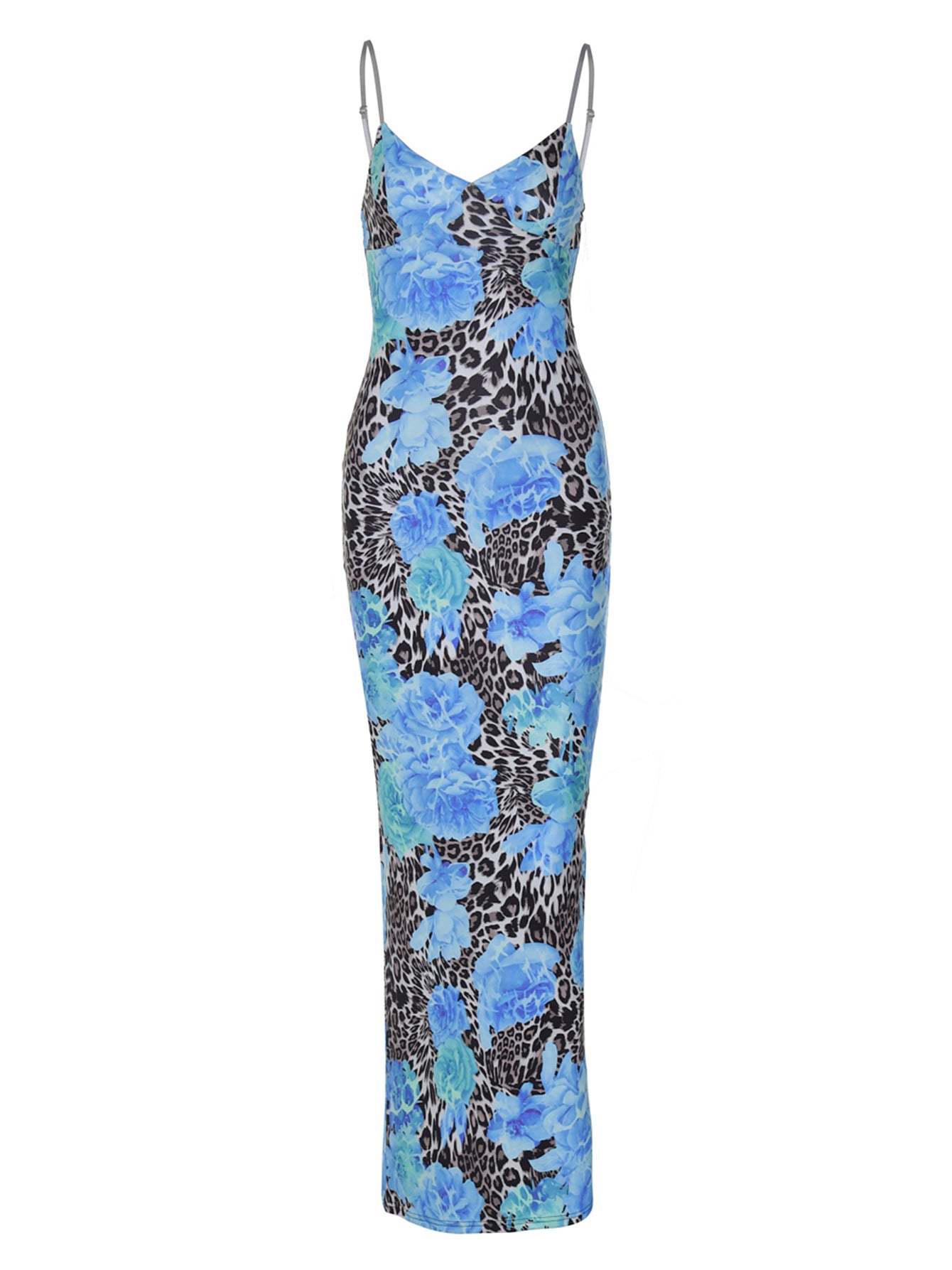Vestido Feminino Novo Vestido Comprido de Verão Europeu e Americano 2026, Estilo de Rua, Elegante Estampado Slim Fit, Vestido de Alças Deslizantes para Mulheres