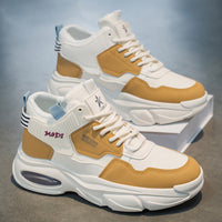 Sapatos Masculinos de Outono 2025: Novos ténis altos para jovens respiráveis, sapatos casuais casuais de sola grossa, modernos e versáteis para homens