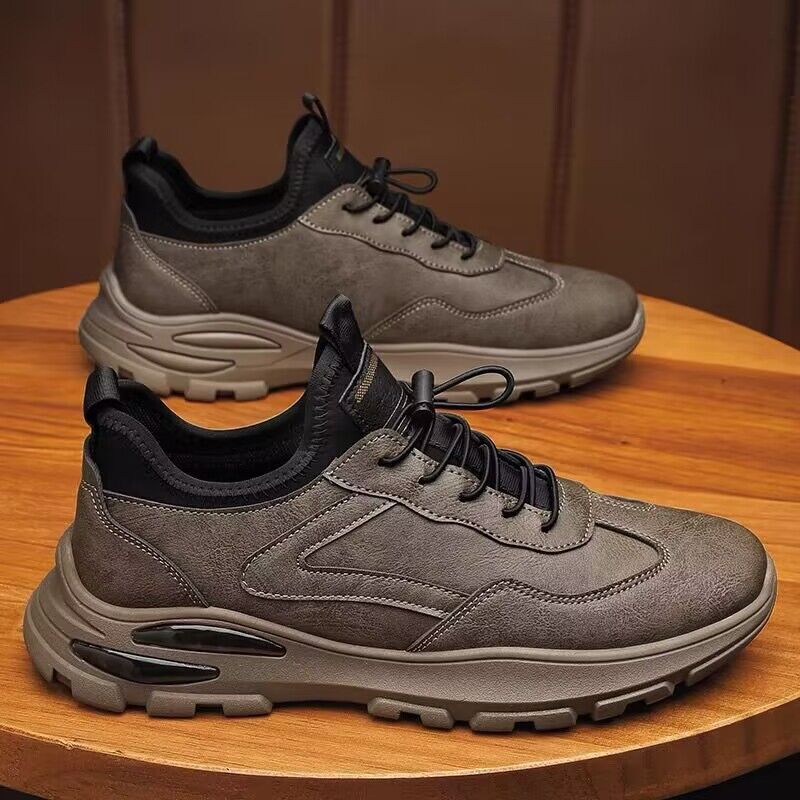 Primavera 2025 Novos Sapatos Casuais Casuais de Pele para Homens da Moda, Sapatos Empresariais Masculinos Versáteis, Sapatos Desportivos Respiráveis e Resistentes ao Desgaste para Homens