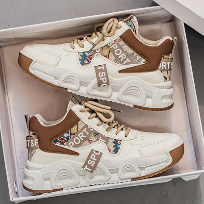 Sapatos masculinos 2025 novos sapatos casuais casuais casuais de outono e versáteis desportivos na moda, sapatos casuais casuais de sola grossa para estudantes que aumentam a altura para homens
