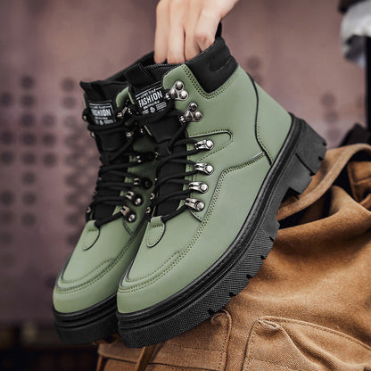 Botas Martin para Homens, Novo Vestuário de Trabalho Outono/Inverno 2025, Sapatos Desportivos Casuais Altos de Homem Casual, Sapatos Masculinos de Pele Macia ao Estilo Britânico