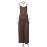 Verão 2026 Amazon Novo Vestido Feminino Sexy de Bolinhas Vintage Plissado Elegante Com Peças em Grosso