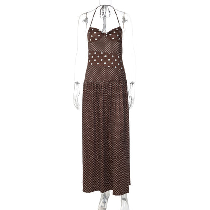 Verão 2026 Amazon Novo Vestido Feminino Sexy de Bolinhas Vintage Plissado Elegante Com Peças em Grosso