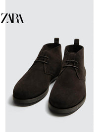 ZARA 2026 Primavera/Verão Sapatos Masculinos, Botas Derby com Cadarço e Detalhes em Camurça, 2434720 700