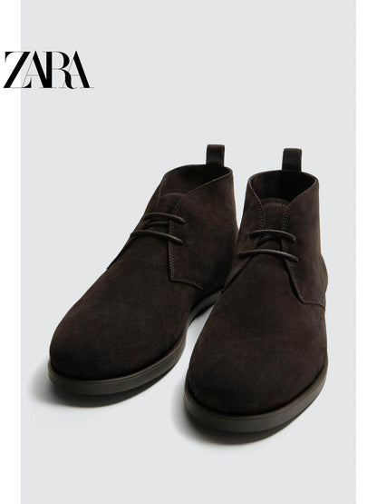 ZARA 2026 Primavera/Verão Sapatos Masculinos, Botas Derby com Cadarço e Detalhes em Camurça, 2434720 700