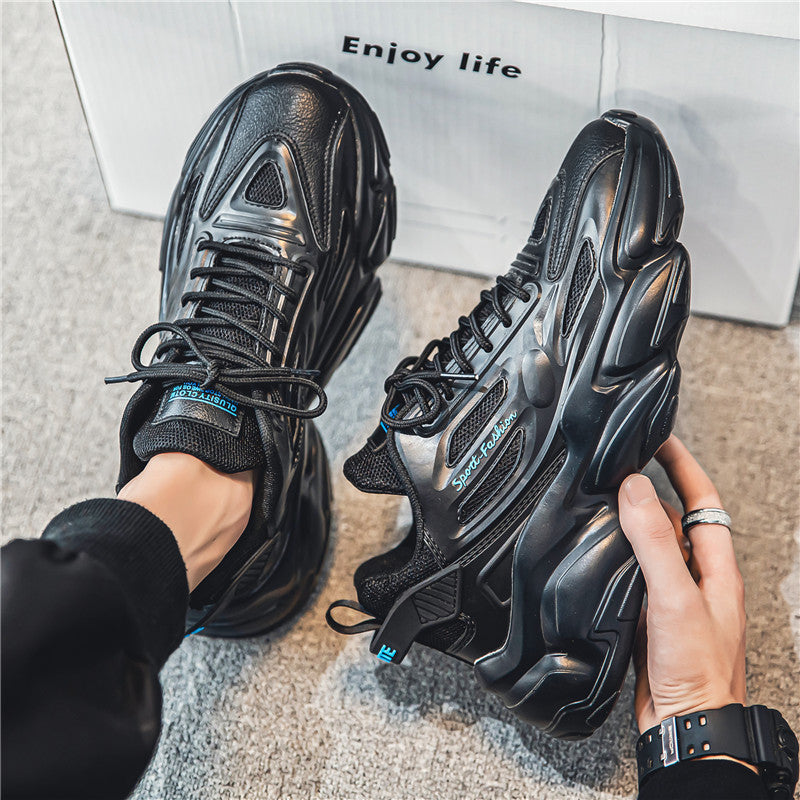 Sapatos masculinos, sapatos desportivos antiderrapantes para jovens de corrida para jovens versáteis, sapatos de pai com sola grossa e ténis brancos modernos