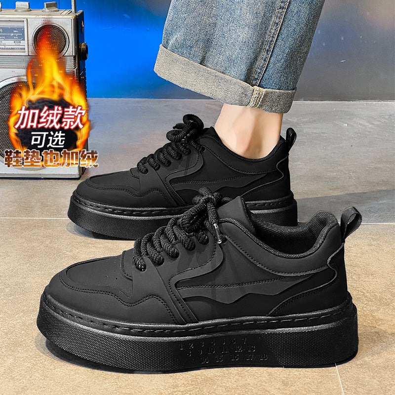 Ténis pretos quentes e forrados a polar de inverno, sapatos desportivos casuais, trabalho de cozinha masculino, sapatos de proteção de trabalho