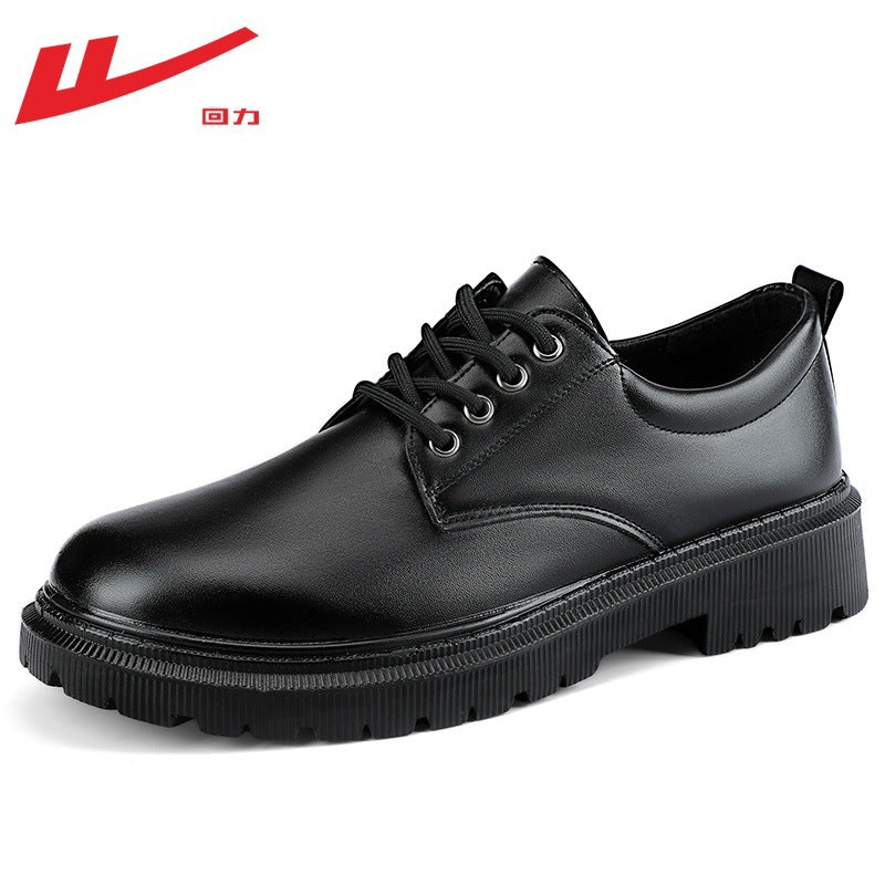 Sapatos de couro guerreiro masculinos, roupa formal de negócios, sola casual macia respirável para todas as estações, estilo britânico, sapatos pretos para noivo que aumentam a altura