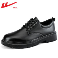 Sapatos de couro guerreiro masculinos, roupa formal de negócios, sola casual macia respirável para todas as estações, estilo britânico, sapatos pretos para noivo que aumentam a altura
