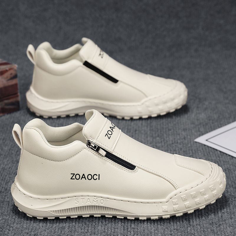 Novos sapatos brancos de um passo respiráveis para o verão masculino, ténis desportivos casuais antiderrapantes e resistentes ao desgaste, sapatos de proteção para o trabalho