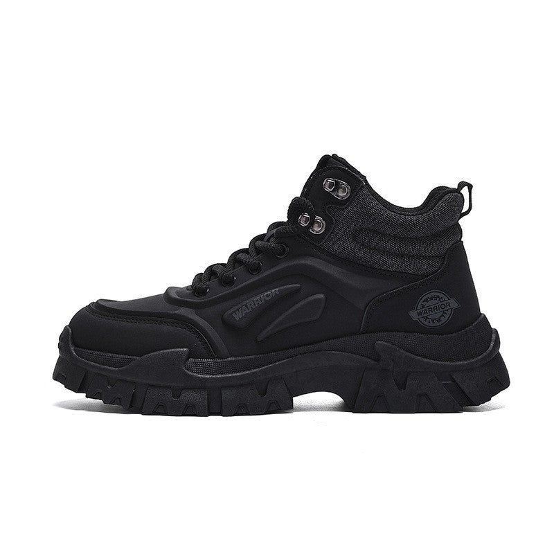 Sapatos plataforma altos Warrior, vestuário de trabalho, botas amarelas grandes e desportivas, casuais, de alta gama, viagens ao ar livre, sapatos masculinos de outono ao estilo britânico