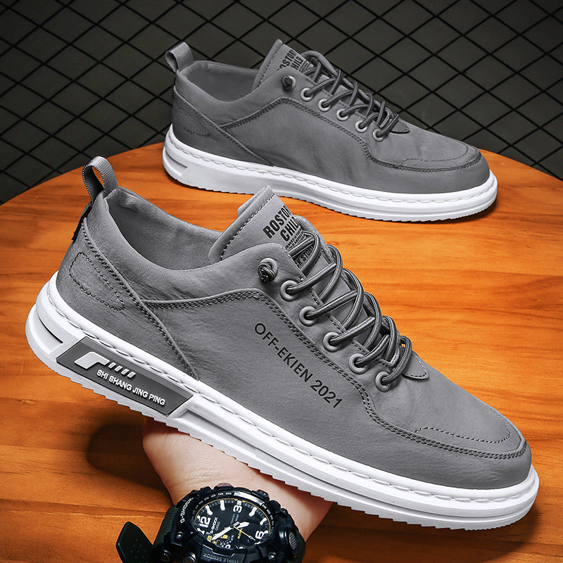 Sapatos masculinos de lona com cano baixo, sapatos casuais versáteis e modernos e respiráveis de primavera, sapatos de tecido de um pé para homem, sapatos de madeira de seda gelada para homem