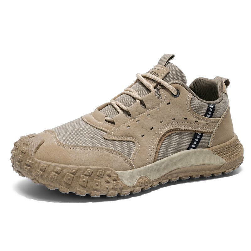 Sapatos masculinos de sola espessa outono 2025, antiderrapantes e resistentes ao uso, sapatos de proteção para obras de obra, sapatos desportivos para atividades ao ar livre masculinos