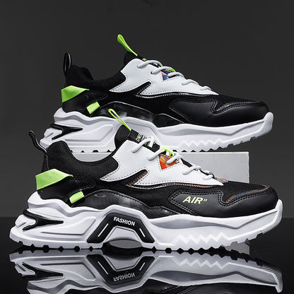 Sapatos masculinos, primavera versátil para jovens de corrida casual, sapatos desportivos de sola grossa para homem, sapatilhas de pai branco para homens na moda