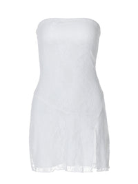 Vestido curto sexy sexy com fendas em renda fina e bestseller cross-fronteiriço da Amazon, nova moda feminina sem alças em retalhos