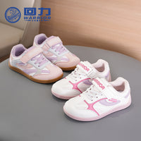 Sapatos infantis Warrior color-block Velcro, novos sapatos de treino moral para raparigas da primavera, ténis desportivos leves de sola fina, sapatos casuais versáteis