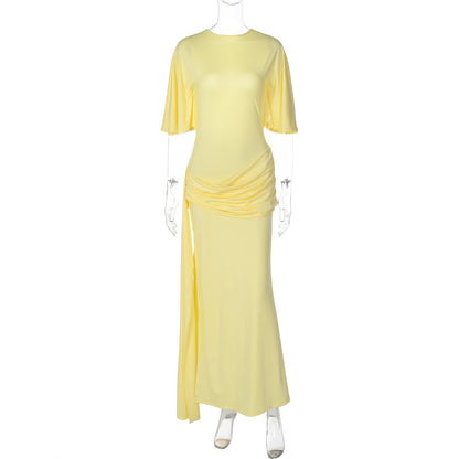Estilo Europeu e Americano 2026 Verão Novo Design Francês Vestido Decorativo de Fita Longa com Costas Na Moda para Mulheres