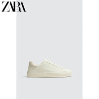ZARA Primavera/Verão 2026 Novos Sapatos Masculinos: Tênis simples, de sola grossa, leve, com cadarço, branco (2243720 001)