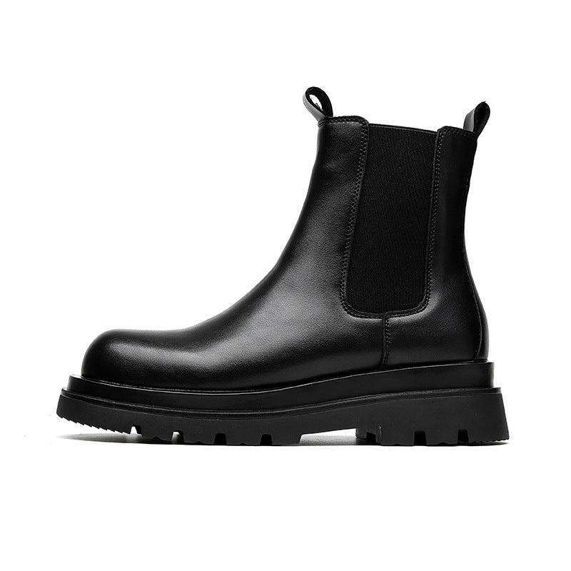 Botas Chelsea para homens, sapatos de couro de cano alto, botas de tubo de fumo, botas Martin primavera e outono britânicas para homens, botas pretas respiráveis de verão para homens
