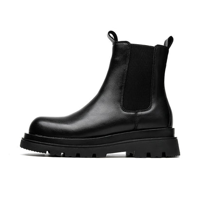 Botas Chelsea para homens, sapatos de couro de cano alto, botas de tubo de fumo, botas Martin primavera e outono britânicas para homens, botas pretas respiráveis de verão para homens