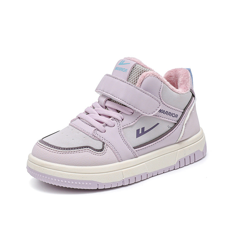 Ténis infantis versáteis Warrior com blocos de cor, novos ténis de inverno na moda para rapazes e raparigas, sapatos casuais de escote baixo para estudantes