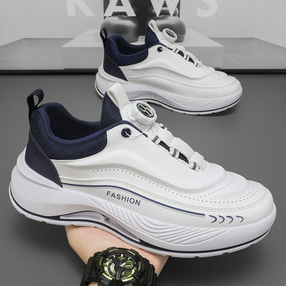 Sapatos de primavera para homem, novos ténis brancos respiráveis, ténis masculinos versáteis de sola grossa e modernos, sapatilhas casuais de corrida para pais