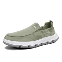 Sapatos masculinos de lona, respiráveis e resistentes a odores no verão, 2025 novos Sapatos Casuais Casuais Slip-on de Um Pé, Calçados Antigos de Pequim