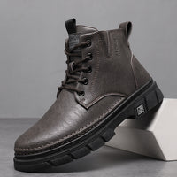 Botas Martin para Homem Outono 2025 Novas Botas Masculinas, Botas de trabalho pretas de cano alto versátil, Sapatos de Pele Casual