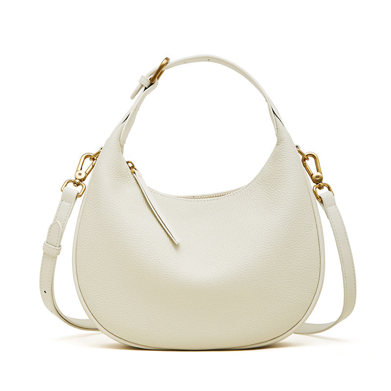 Bolsas de vaca de topo de gama, bandoleiras, malas em forma de crescente, malas de luxo leve e de grande capacidade de alta gama, malas femininas, bolinhos de couro genuíno de camada superior
