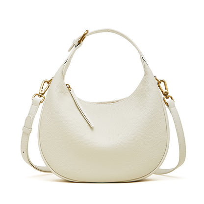 Bolsas de vaca de topo de gama, bandoleiras, malas em forma de crescente, malas de luxo leve e de grande capacidade de alta gama, malas femininas, bolinhos de couro genuíno de camada superior
