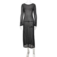 Moda transfronteiriça de verão, vestido novo e sexy, sem costas, puro, transparente, slim, longo, de cor sólida versátil