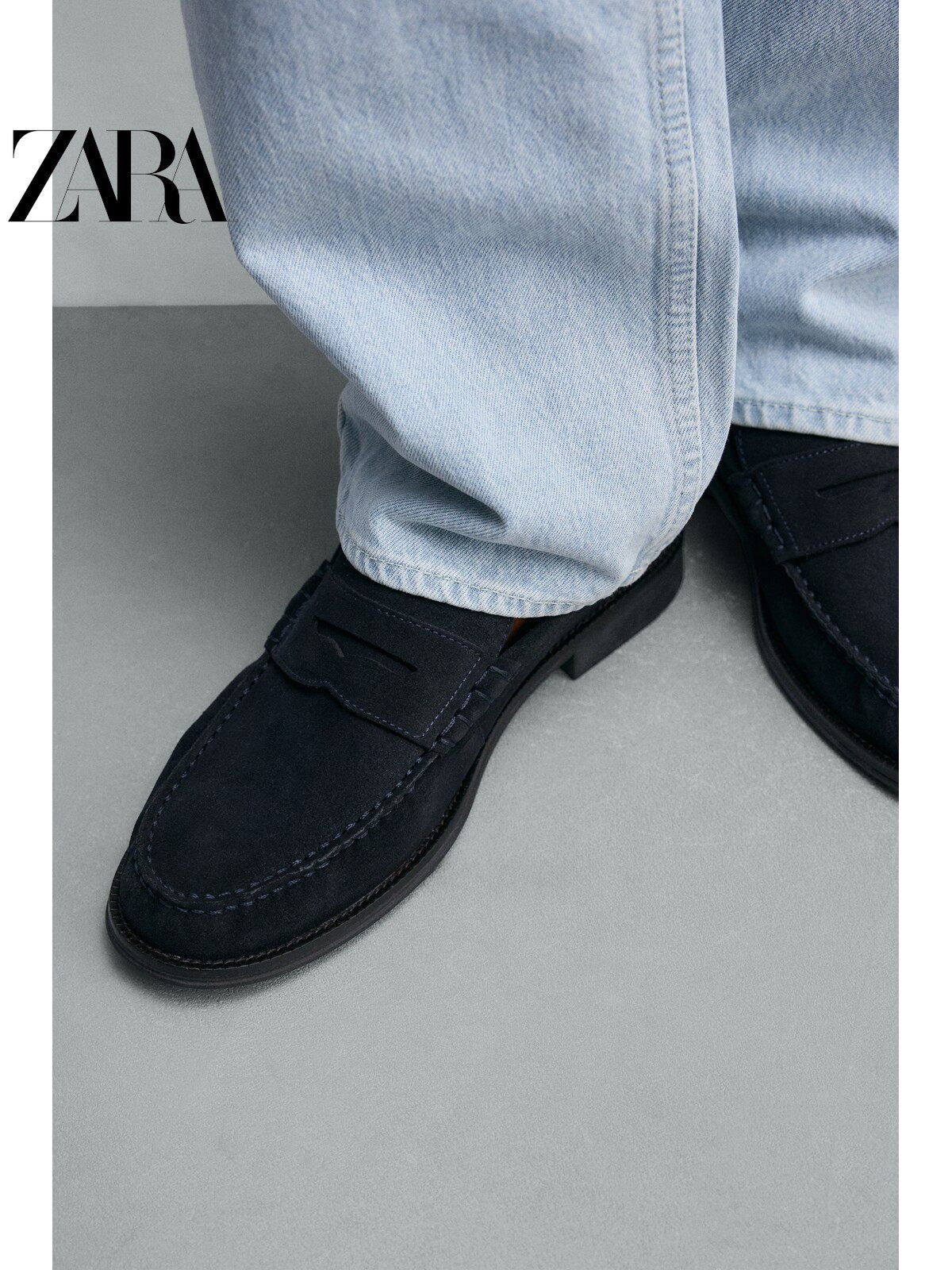 ZARA 2026 Verão Novo Sapatos Masculinos com Bolso Aba Sapatos Sociais de Couro Mocassim 2617720 400