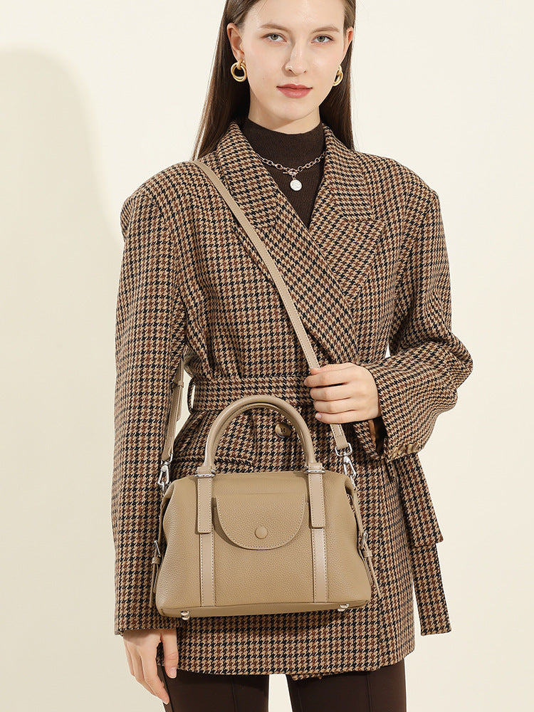 Malas de mão: Novas malas femininas em pele genuína, malas transfronteiriças em pele genuína, malas de ombro de moda versáteis, malas cross-body, malas de deslocação