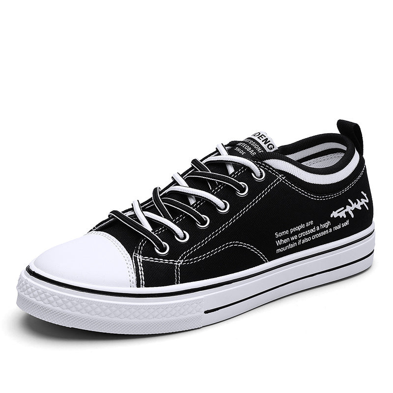 Novos sapatos de lona preta para homens na primavera, sapatos versáteis, respiráveis e modernos, sapatos casuais de snowboard ao estilo coreano para homens