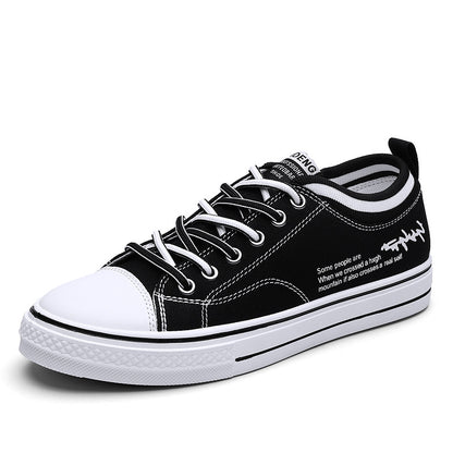 Novos sapatos de lona preta para homens na primavera, sapatos versáteis, respiráveis e modernos, sapatos casuais de snowboard ao estilo coreano para homens