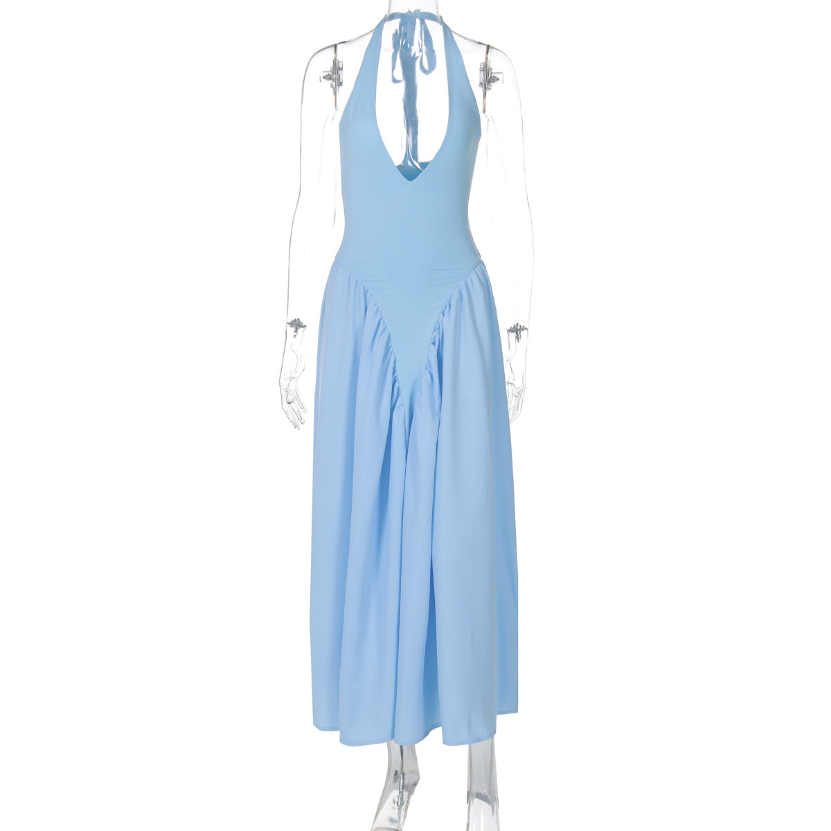 Vestido elegante e elegante para mulheres, vestido bestseller cross-fronteiriço da Amazon, de cor sólida, sexy com decote oco oco em V profundo