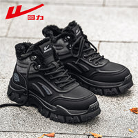 Botas Martin de cor sólida forradas a polar guerreiro, botas de trabalho altas com sola grossa e topo de gama, calor de inverno, deslocação, sapatos de algodão de alta aparência