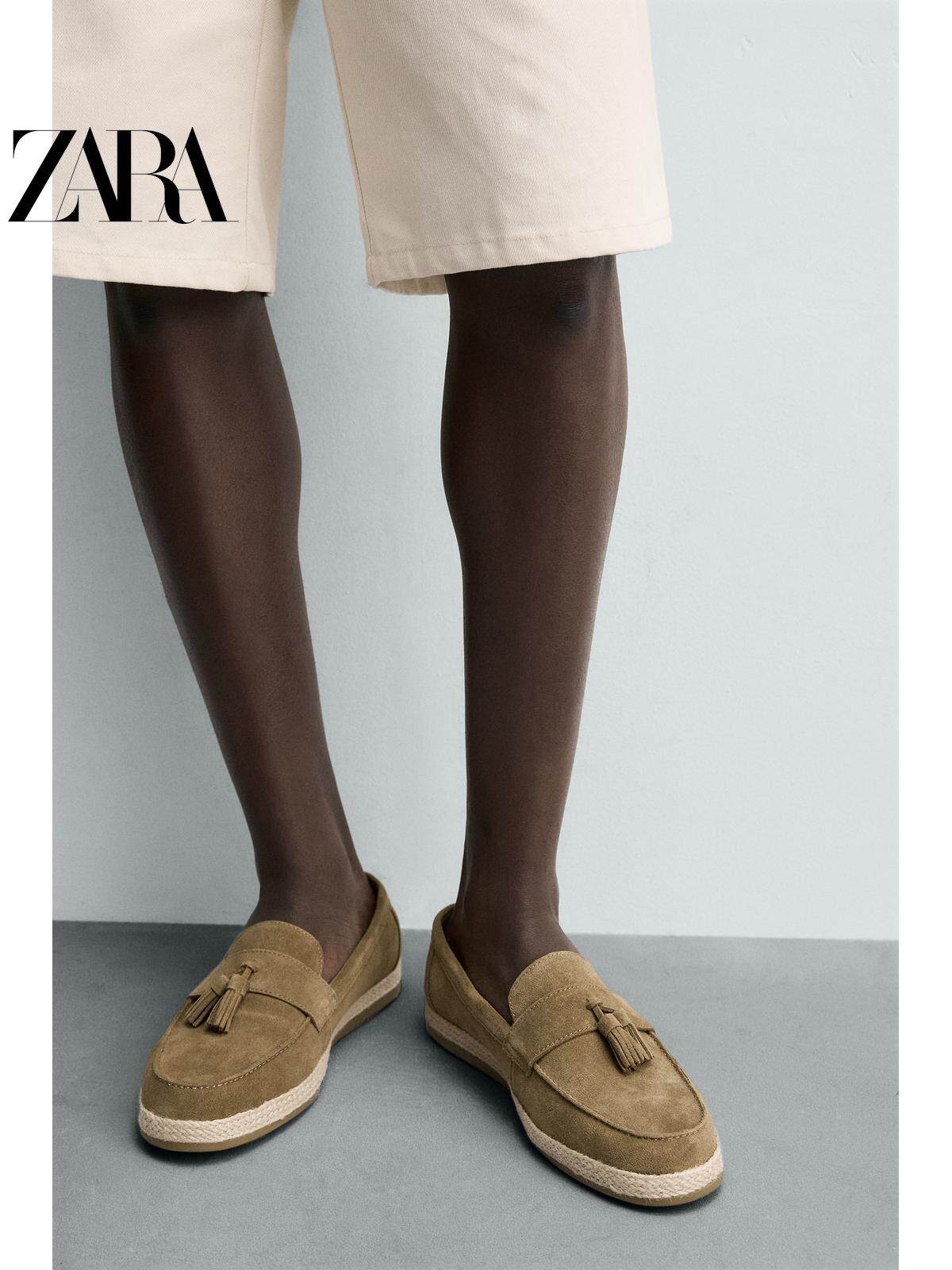 ZARA 2026 Primavera/Verão Novos Sapatos Masculinos com Camurça e Detalhes em Couro, Modelo Boat Shoes Casual 2651720 102